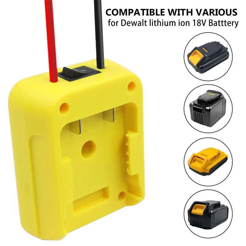 Adaptador para batería DeWalt 20V con interruptor y fusible