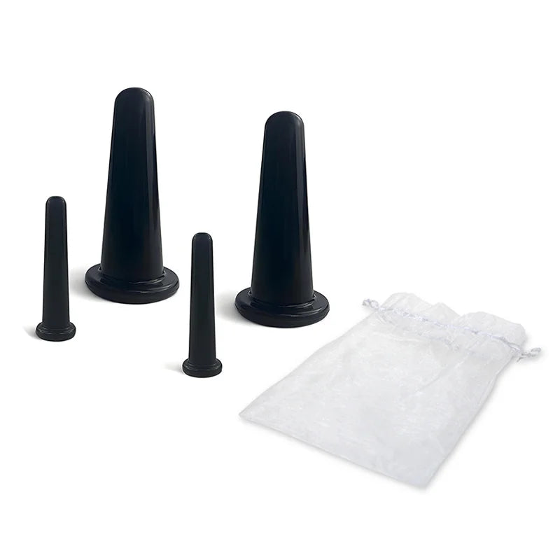 Juego de ventosas faciales de silicona, Kit de tazas de masaje al vacío, taza de masaje Facial de silicona Natural, herramienta de belleza antienvejecimiento, 4 Uds.