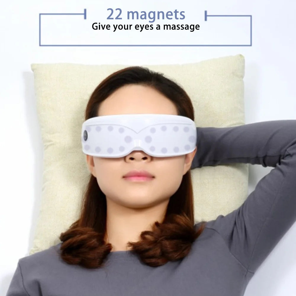 Masajeador de Ojos con 9 Modos y Vibración Multifrecuencia, 22 Imanes, Material Seguro, para Relajar y Mejorar la Salud Ocular