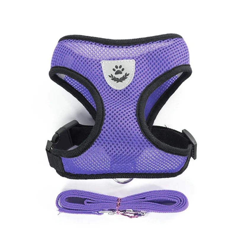 Conjunto de arnés y correa para perros pequeños y gatos de malla transpirable, arnés ajustable para gatos, chaleco para cachorros, Bulldog Francés, Chihuahua, Pug