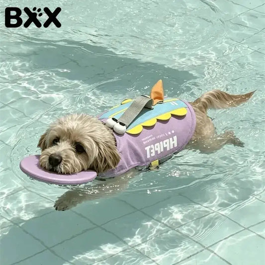 Chaleco Salvavidas para Perros BXX, Diseño de Tiburón, Flotador con Cabeza, Anti-Asfixia, Alta Flotabilidad, con Asa Superior