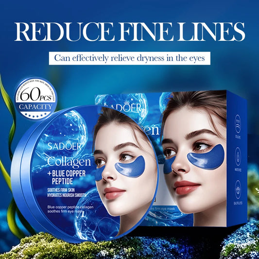 60/120 Uds SADOER máscara de ojos de colágeno de cristal de cafeína: parches hidratantes para los ojos para el cuidado de los ojos antiarrugas para el cuidado de la piel