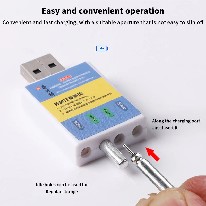 Cargador USB CR425 para batería recargable de alarma de pesca
