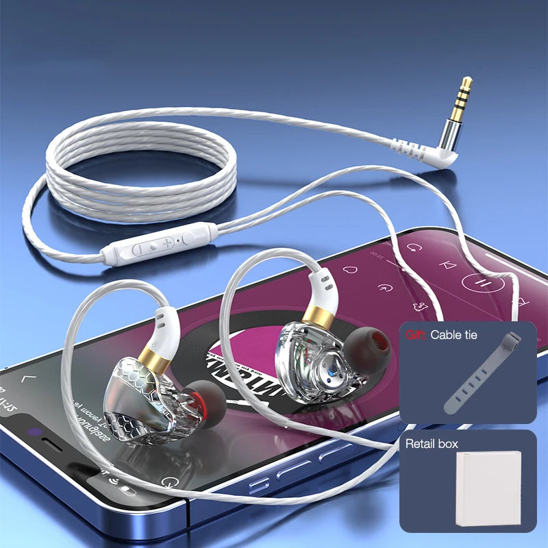 EARDECO Auriculares con cable de 3,5mm auriculares con cable de graves auriculares deportivos estéreo auriculares con micrófono cable para auriculares