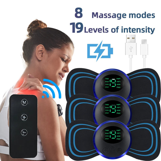 Masajeador de cuello eléctrico EMS, Estimulador de masaje muscular EMS, instrumento de baja frecuencia, parches para espalda, Cervical y pantorrilla, Mini dispositivo para articulaciones