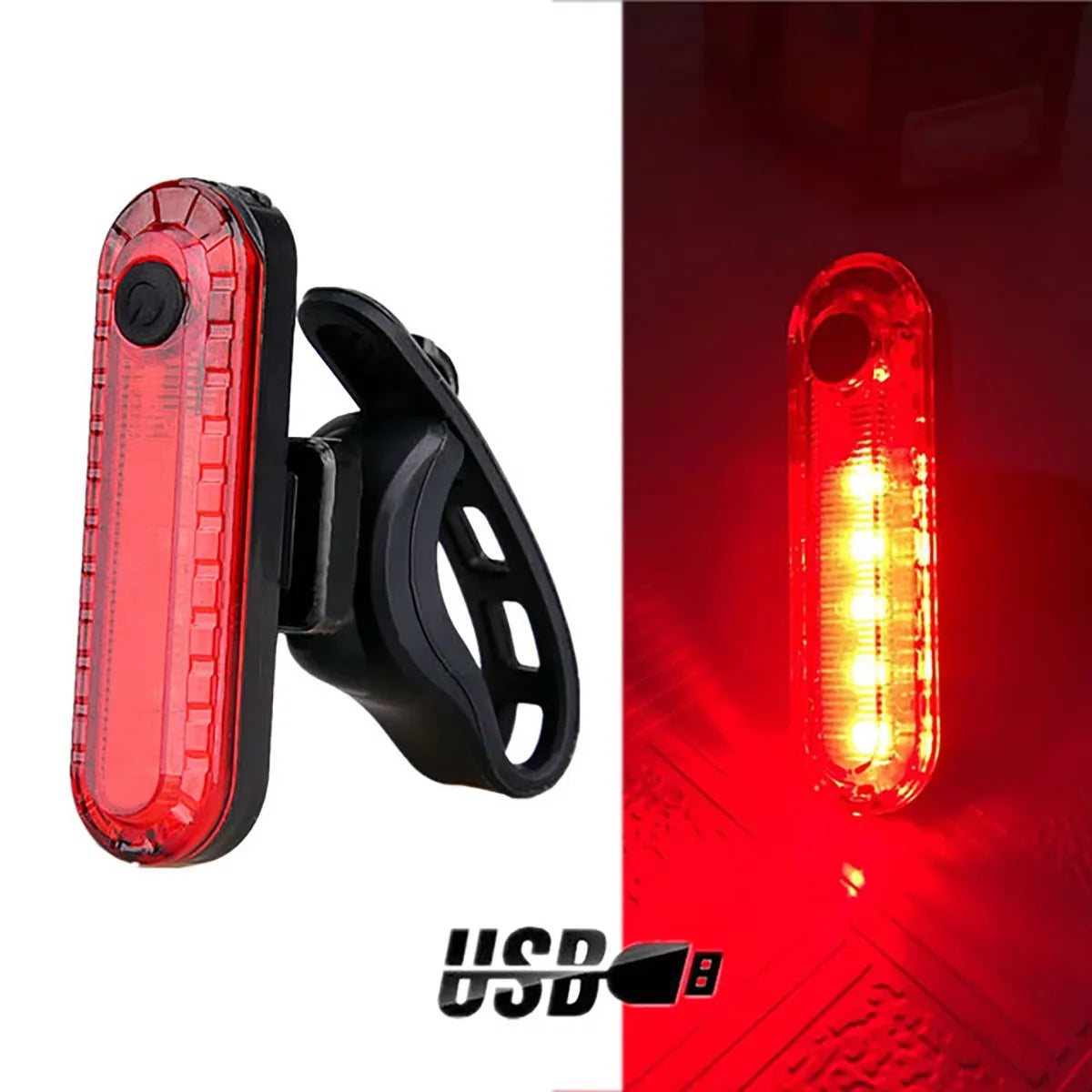 Luz trasera para bicicleta LED recargable USB IPX5