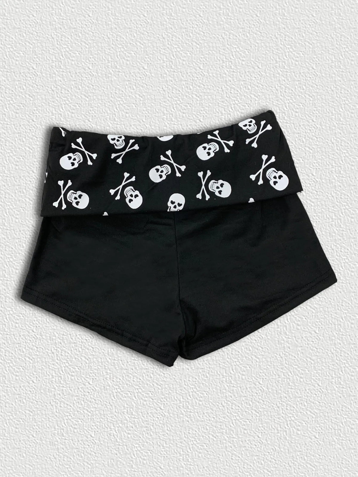 Shorts con estampado de calavera de estilo grunge para mujer, shorts negros de cintura baja, ajustados y sexys