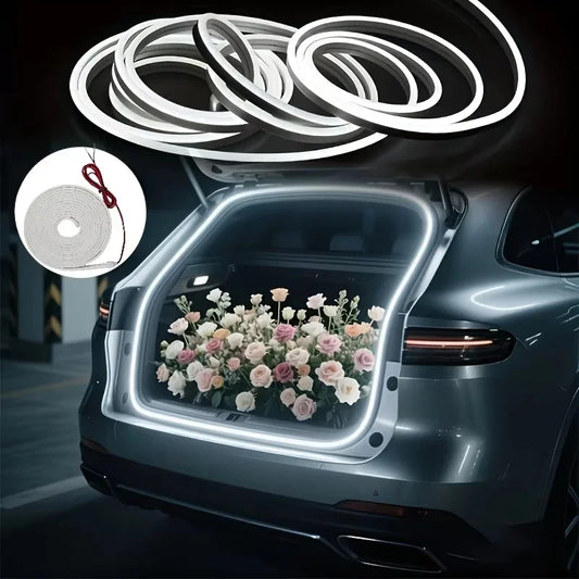 Iluminación de maletero de alta luminosidad para coche, luz ambiental interior decorativa, tira de luz LED para portón trasero con sensor automático sin cableado.