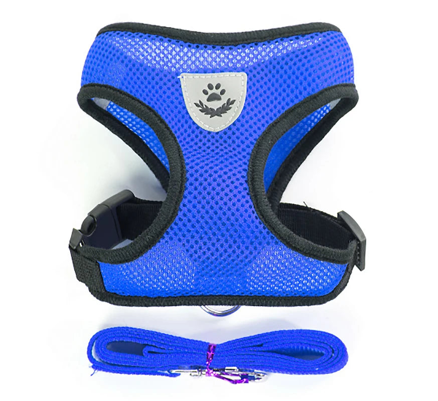 Conjunto de arnés y correa para perros pequeños y gatos de malla transpirable, arnés ajustable para gatos, chaleco para cachorros, Bulldog Francés, Chihuahua, Pug