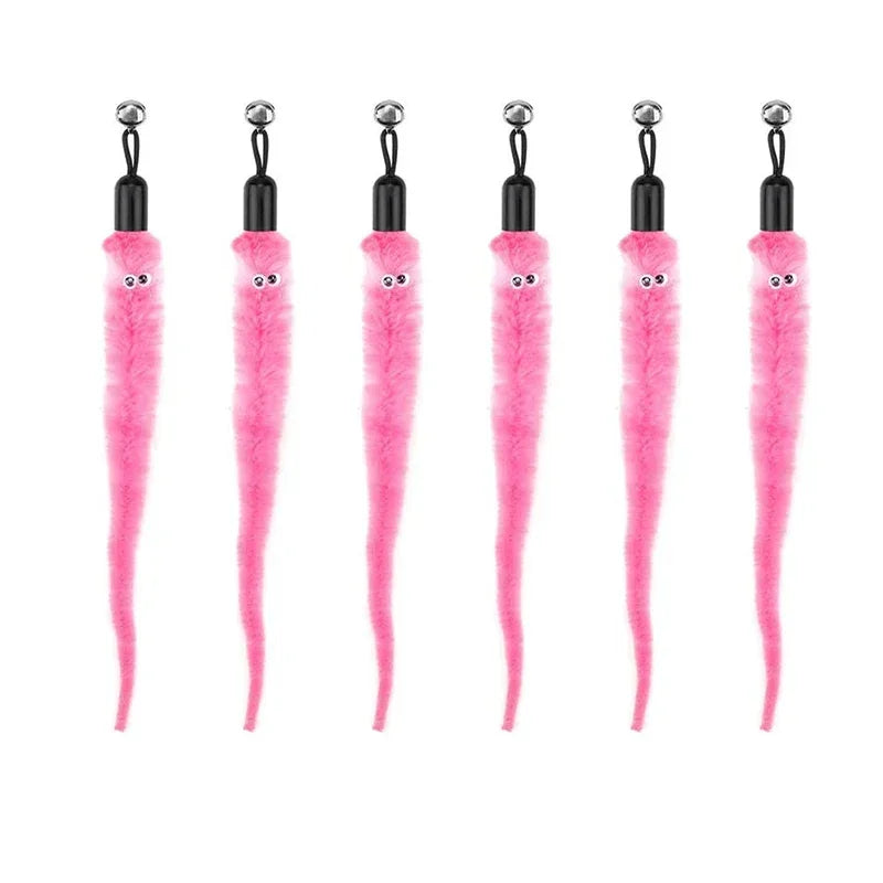 Accesorios de juguete de plumas para gatos, juguete de gusano de pájaros postizos con campana, juguetes para gatos, repuesto interactivo, pelota de espuma para entrenamiento
