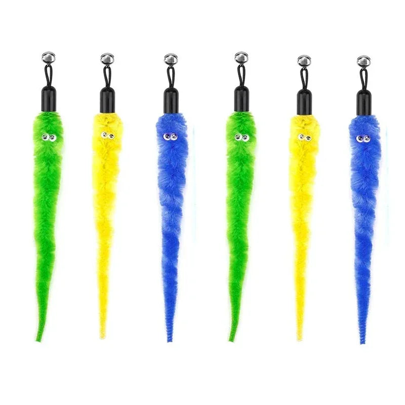 Accesorios de juguete de plumas para gatos, juguete de gusano de pájaros postizos con campana, juguetes para gatos, repuesto interactivo, pelota de espuma para entrenamiento