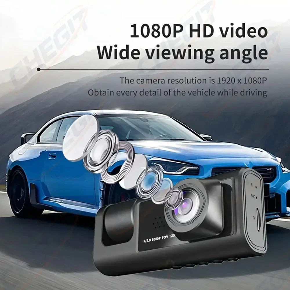 Cámara de salpicadero WIFI, 3 cámaras, 1080P, DVR para coche, 2/3 lentes, grabadora de vídeo, caja negra, cámara de salpicadero, grabación en bucle automático, accesorios para coche
