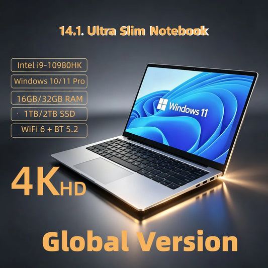 New Ultra Slim Laptop Intel Core i9 10980HK 14.1" 32GB RAM 2TB SSD Gaming PC Office Study Computer PC Windows 11 1920x1080 HD