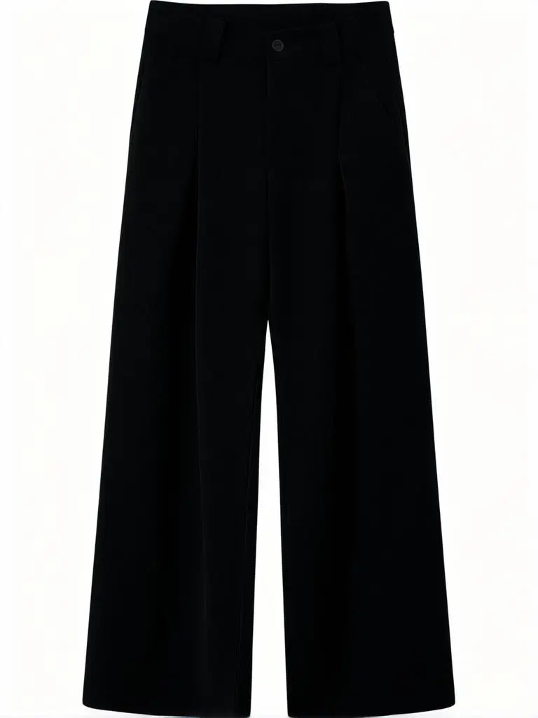Pantalones de Traje de Pierna Ancha Estilo Harajuku para Hombre, Plisados, Curvos, Rectos, Largos, Casuales, Holgados, Estilo Urbano