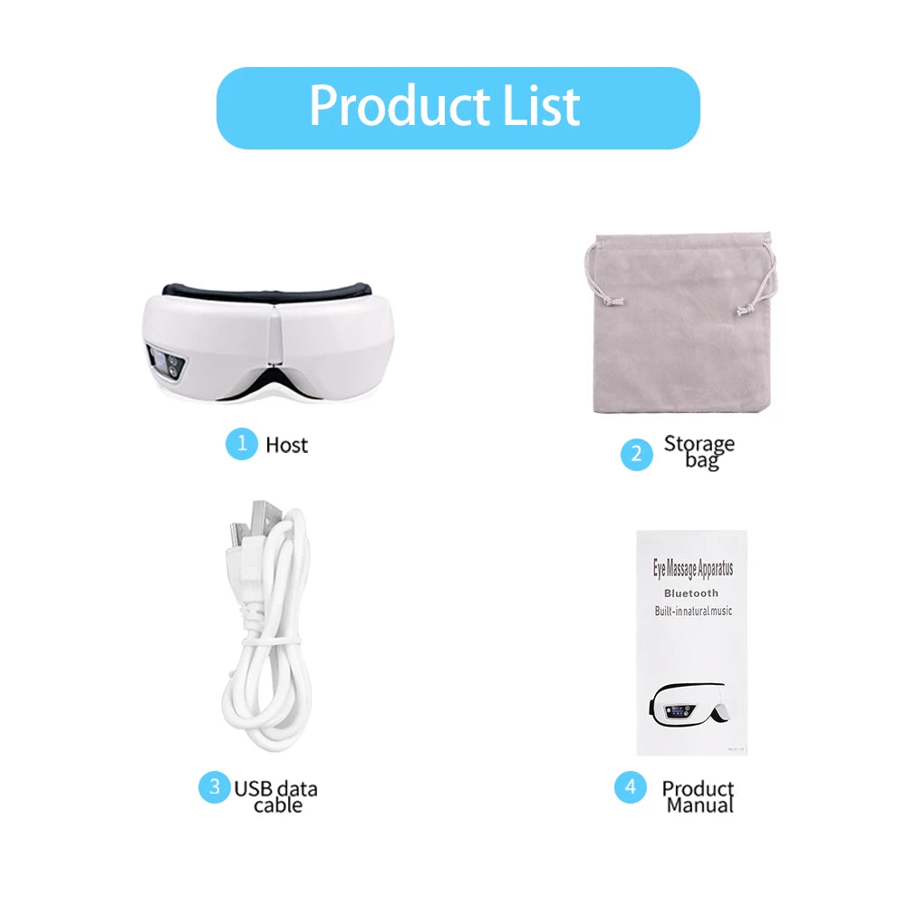Masajeador de Ojos Inteligente con Doble Airbag, Plegable, Vibrador, Amasador, Relaja los Músculos Oculares, Alivia la Sequedad y la Fatiga Ocular, Portátil, para el Cuidado de los Ojos en el Hogar