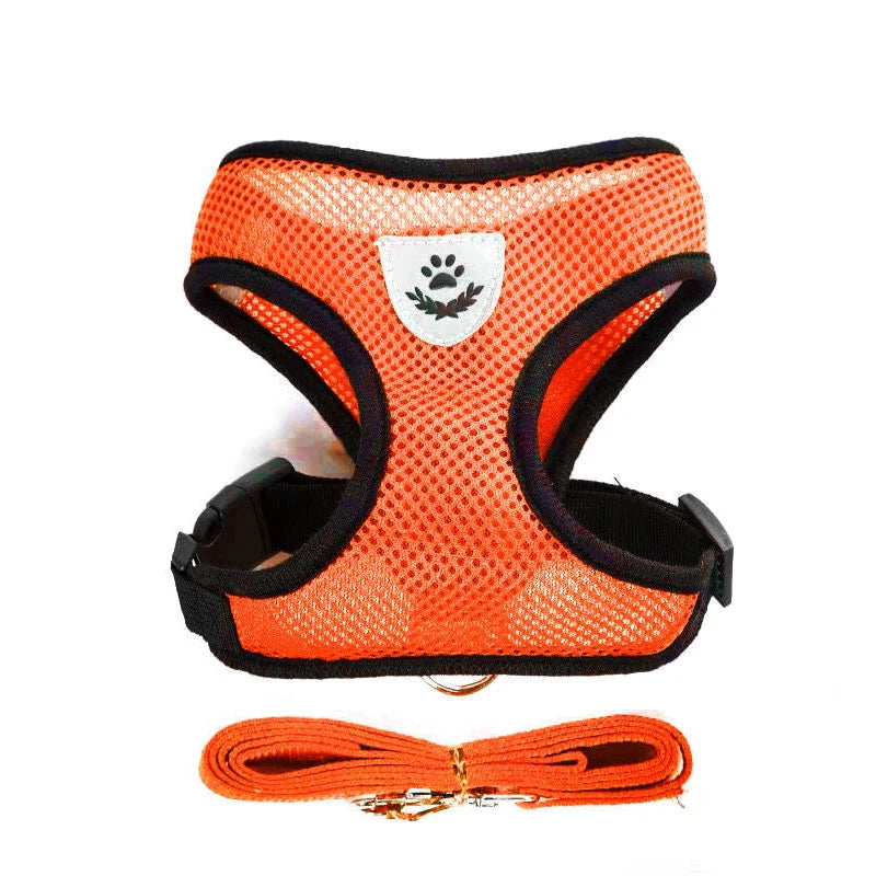 Conjunto de arnés y correa para perros pequeños y gatos de malla transpirable, arnés ajustable para gatos, chaleco para cachorros, Bulldog Francés, Chihuahua, Pug