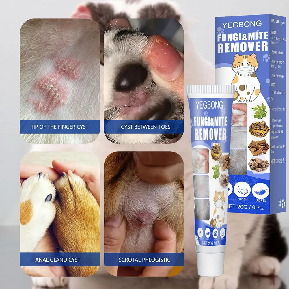 Pomada Antiparasitaria de 20g para Perros y Gatos, Tratamiento Antiparasitario, Alivio de Picazón, Crema para Eliminar Ácaros en Cachorros, Productos para Mascotas