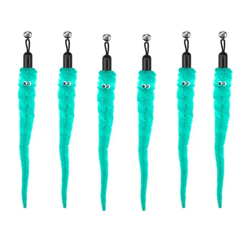 Accesorios de juguete de plumas para gatos, juguete de gusano de pájaros postizos con campana, juguetes para gatos, repuesto interactivo, pelota de espuma para entrenamiento