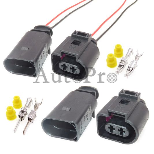 Conector de Cable de luz antiniebla para coche, enchufe de Cable impermeable para Motor de chorro de agua automático, 1 Juego, 2 agujeros, 1J0973722, 8D0973822, 1717692-1, VW, Audi