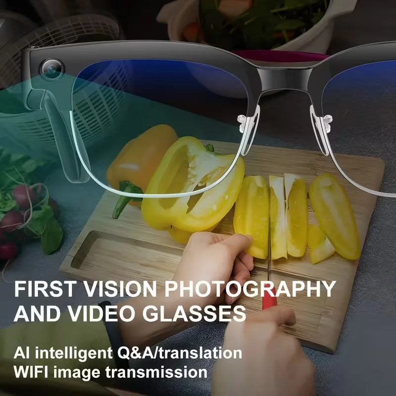 Gafas Inteligentes con IA 2026, Traducción en Más de 120 Idiomas, Cámara de 800W Píxeles, Reproductor de Música y Video, Llamadas, Gafas con Cambio de Color 8K para Hombre