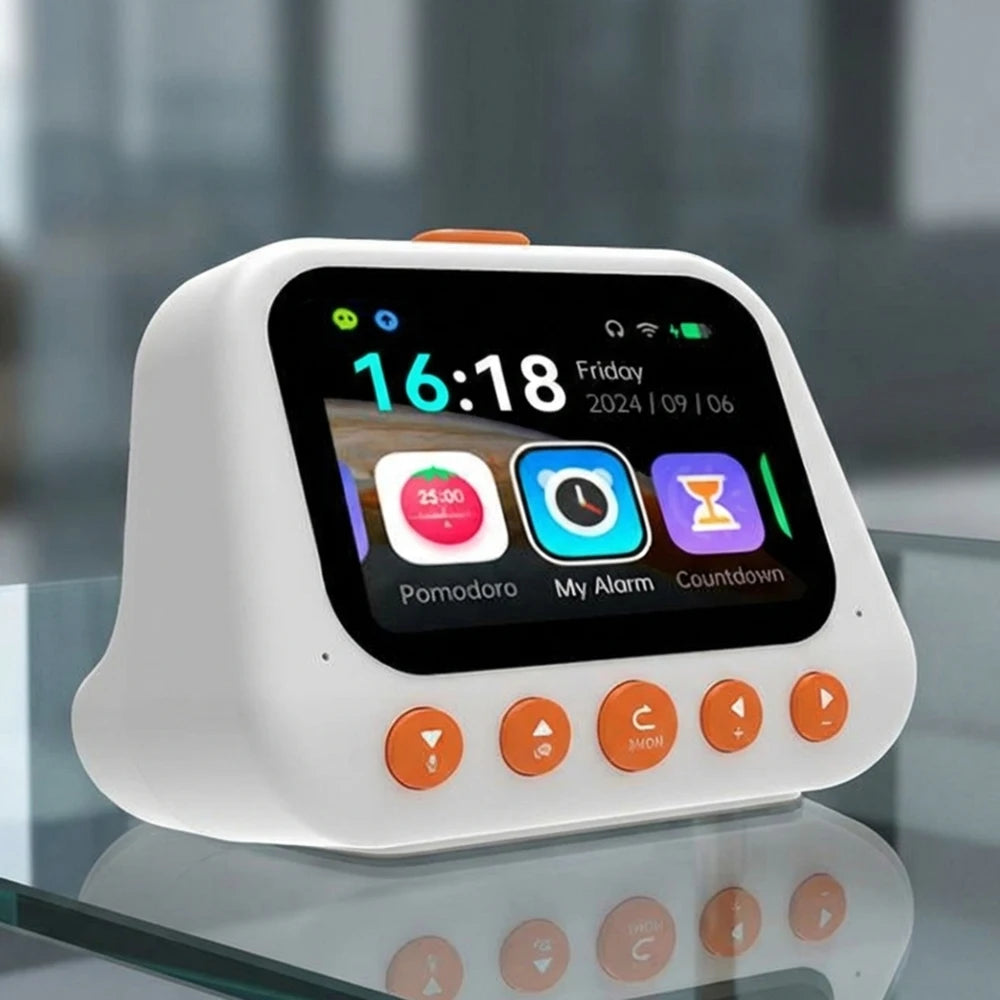 Reloj Despertador Inteligente con IA, Compañero Educativo, Reproductor de Música/Historias, Temporizador Pomodoro, Robot Genial, Regalo para Niños y Niñas