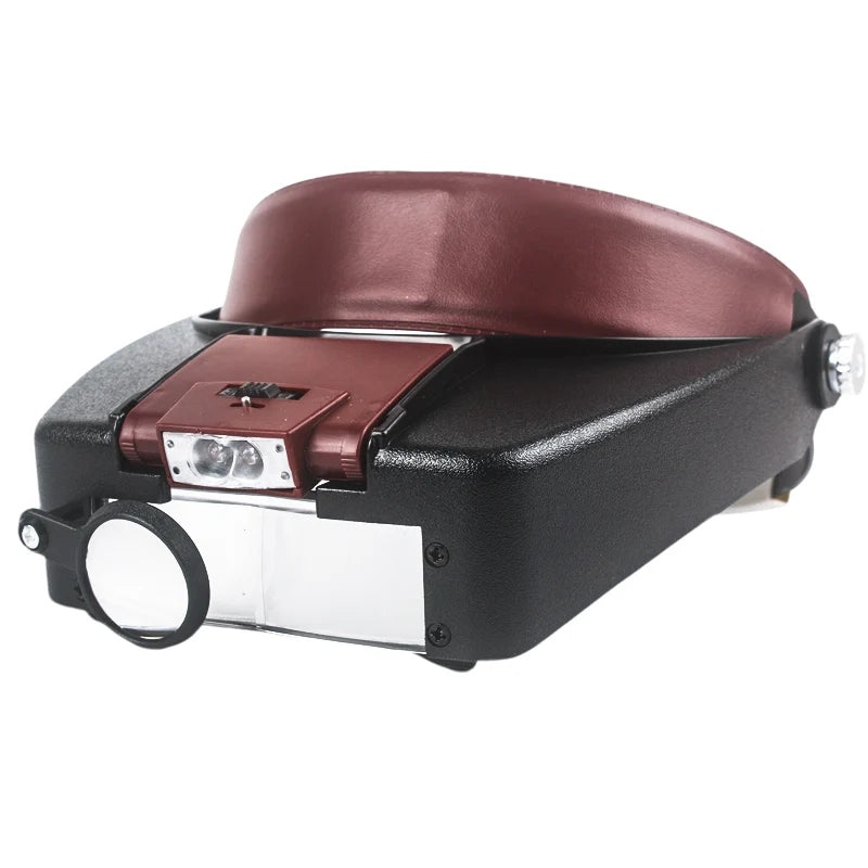 Lupas de aumento 10X, lupa ligera con diadema para gafas, lupas con luces LED, lupa montada en la cabeza para microscopio