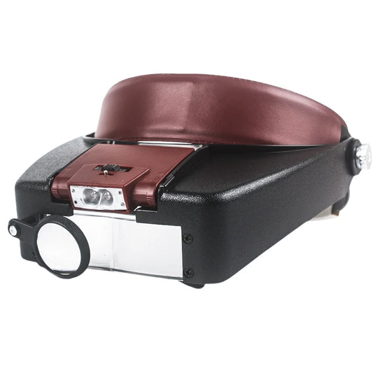 Lupas de aumento 10X, lupa ligera con diadema para gafas, lupas con luces LED, lupa montada en la cabeza para microscopio