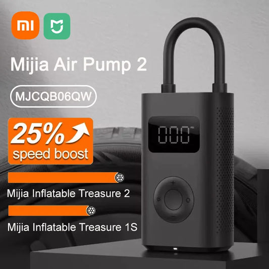 Xiaomi Mijia Air Pump 2 para bicicletas y bolas, preestablecido digital de presión de neumáticos, carga de parada automática, inflador multiherramienta tipo C