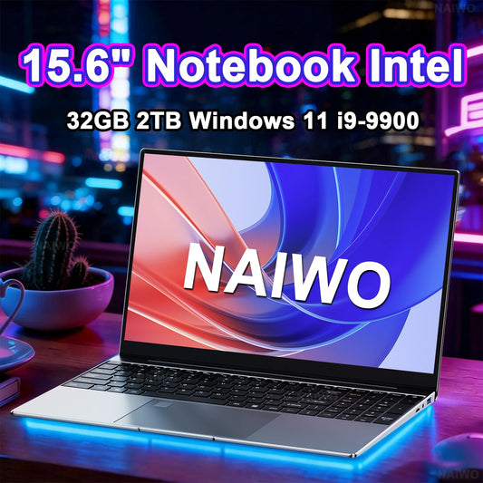 Portátil NAIWO HOT de 15.6 pulgadas, 32 GB, 2 TB, Windows 11, Intel Core i9 9900, ordenador para juegos, PC, 1920*1080 HD, portátil ultrafino para juegos y oficina.