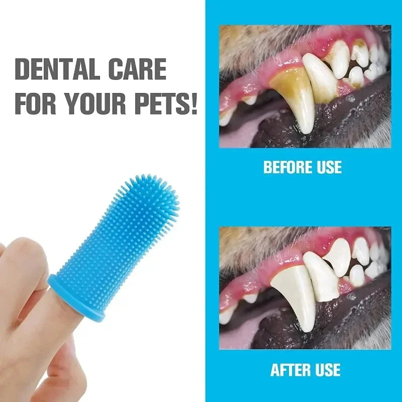 Kit de Cepillo Dental de Silicona No Tóxico para Mascotas, Herramienta de Limpieza Dental para Perros, Gatos y Cachorros, Eliminación de Sarro, Cuidado del Mal Aliento
