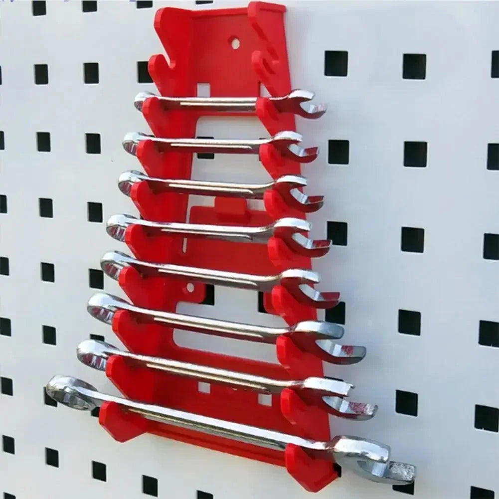 Organizador de llaves de plástico rojo y negro para herramientas