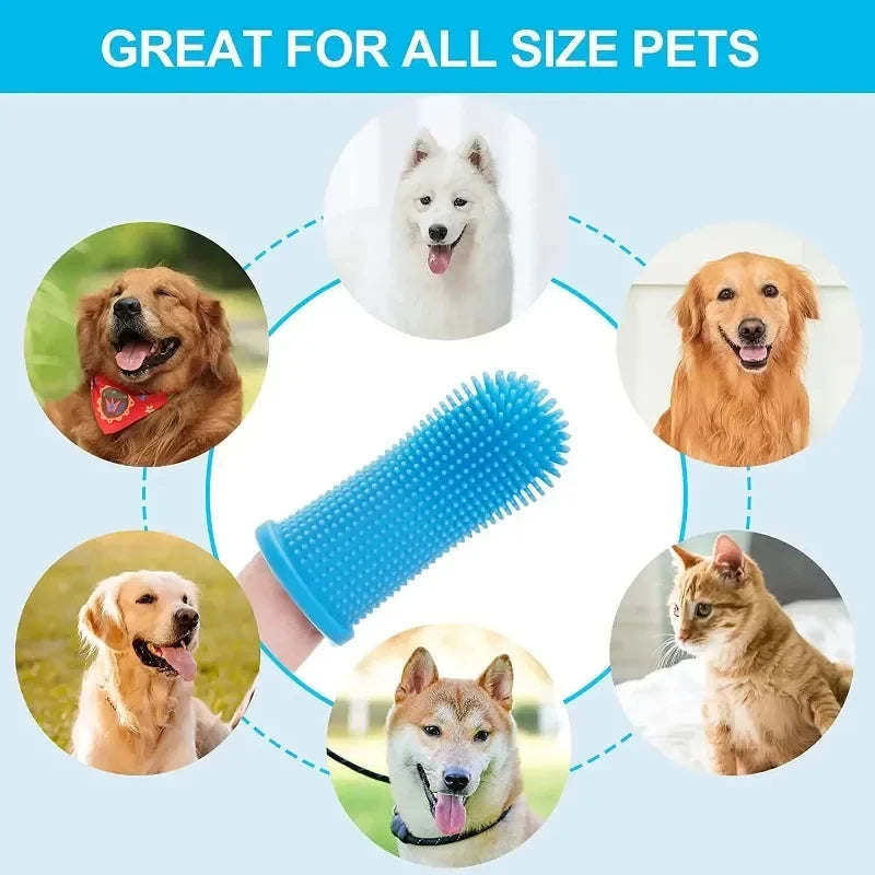 Kit de Cepillo Dental de Silicona No Tóxico para Mascotas, Herramienta de Limpieza Dental para Perros, Gatos y Cachorros, Eliminación de Sarro, Cuidado del Mal Aliento