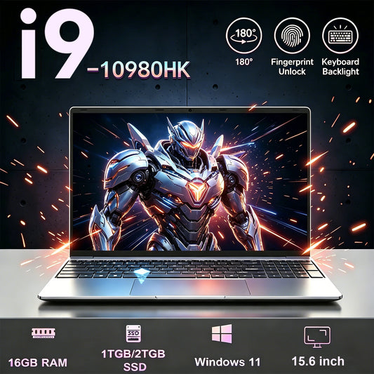 Portátil de 15.6 Pulgadas con Windows 11, Intel Core I9-10980HK/Intel Core I9-9900U, 16 GB de RAM, 1 TB SSD, Portátil para Juegos, Desbloqueo por Huella Dactilar