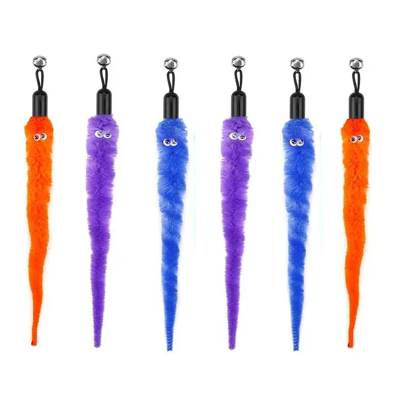 Accesorios de juguete de plumas para gatos, juguete de gusano de pájaros postizos con campana, juguetes para gatos, repuesto interactivo, pelota de espuma para entrenamiento