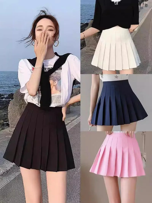 Falda plisada de estilo pijo para mujer, minifalda acampanada de cintura alta, falda de colegiala, falda de uniforme JK, falda patinadora negra de talla grande