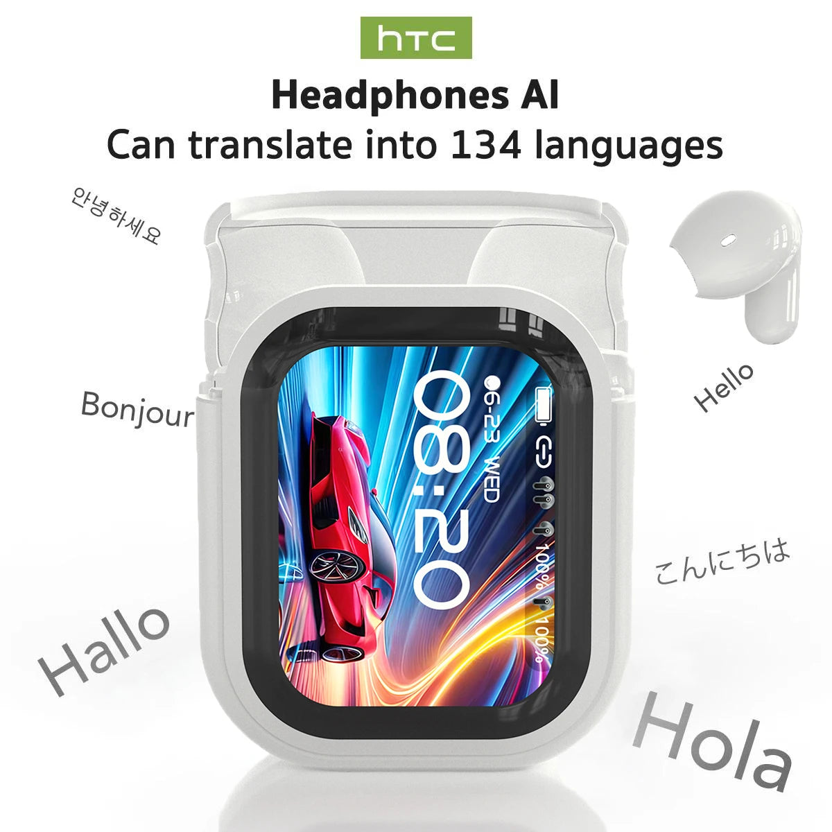 Auriculares Inalámbricos Bluetooth Originales HTC NE20, Auriculares Intrauditivos con Traducción IA, Pantalla Táctil LED, Sonido HIFI, Reducción de Ruido