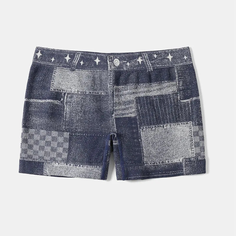 Pantalones cortos de mujer, pantalones vaqueros de imitación elásticos para entrenamiento, pantalones deportivos de Yoga, mallas de levantamiento de glúteos, mallas cortas atléticas para Fitness sin costuras