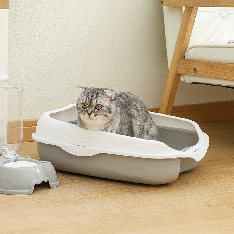 Caja de arena semicerrada, inodoro para gatos a prueba de salpicaduras, suministros de limpieza para gatitos grandes, cuenco grande para excrementos de gatos, suministros para mascotas