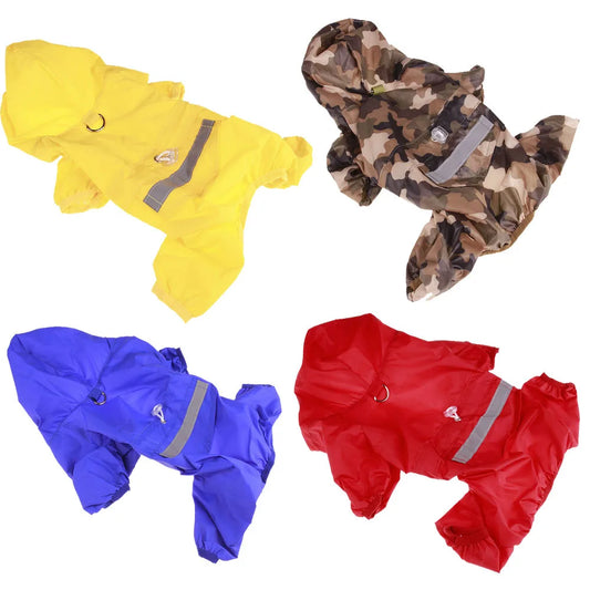 Chubasquero informal para perro y gato, chaqueta impermeable para exteriores, mono con capucha, suministros para mascotas