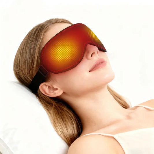 Máscara de Masaje Térmico para Ojos - Compresa Caliente que Alivia la Fatiga y las Ojeras, Ayuda a Dormir, 3 Niveles de Calor y Vibración (Para la Fatiga Ocular)