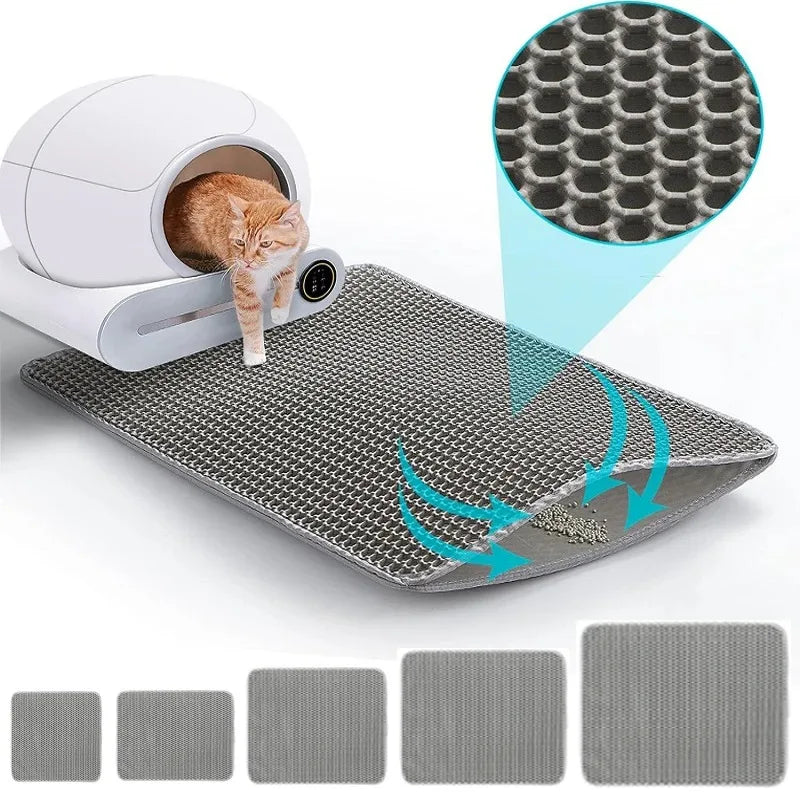 Alfombra para Arenero de Gatos, Resistente, Impermeable, de 2 Capas, Antideslizante, Lavable, Protector de Piso para Mascotas, Retenedor de Arena, Producto para Mascotas