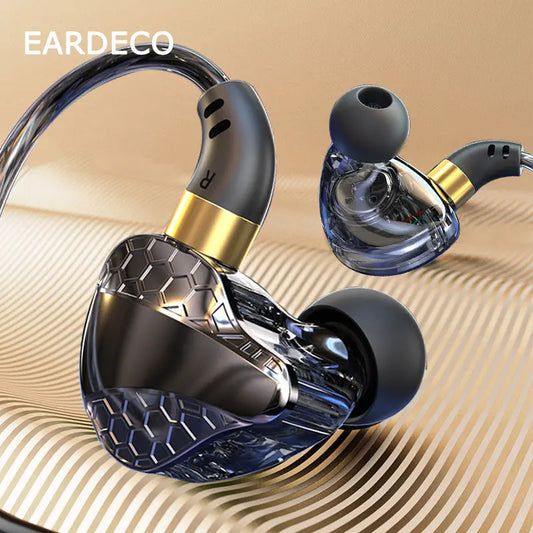 EARDECO Auriculares con cable de 3,5mm auriculares con cable de graves auriculares deportivos estéreo auriculares con micrófono cable para auriculares