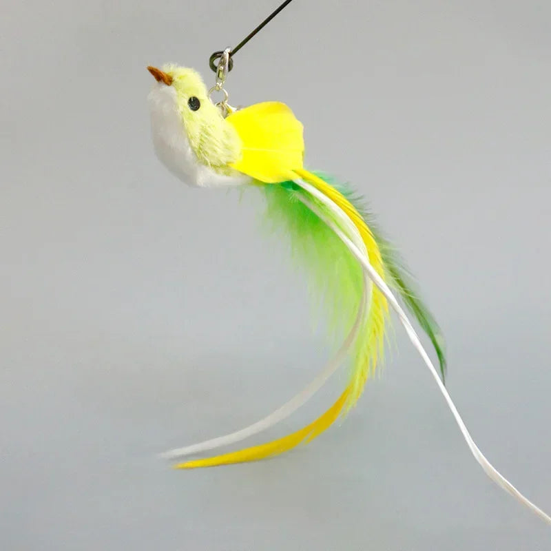 Accesorios de juguete de plumas para gatos, juguete de gusano de pájaros postizos con campana, juguetes para gatos, repuesto interactivo, pelota de espuma para entrenamiento